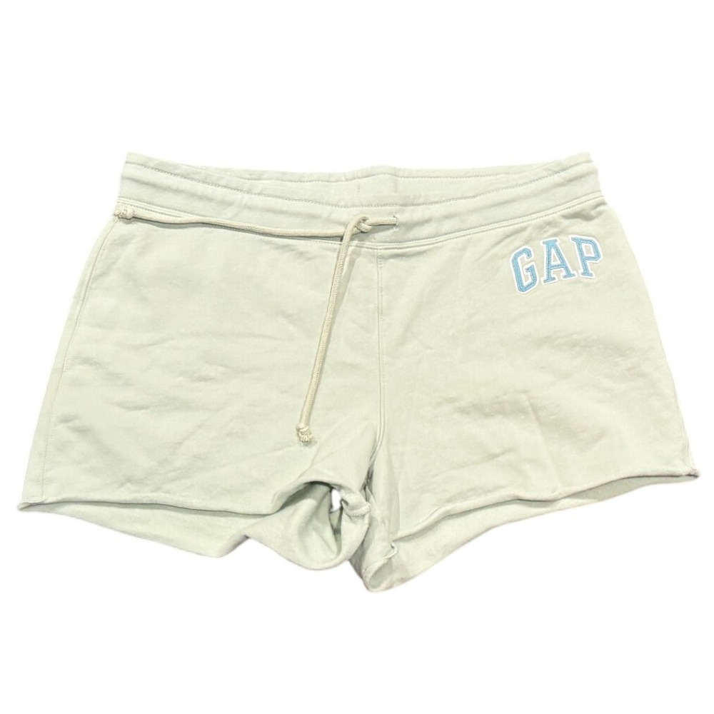 GAP Sweat Shorts Raw Hem Lounge Comfy Casual Activewear Mint Green Logo Large